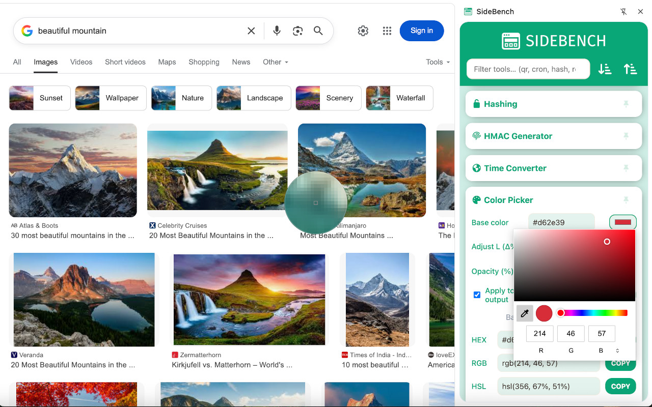 Demo for Color Picker from SideBench